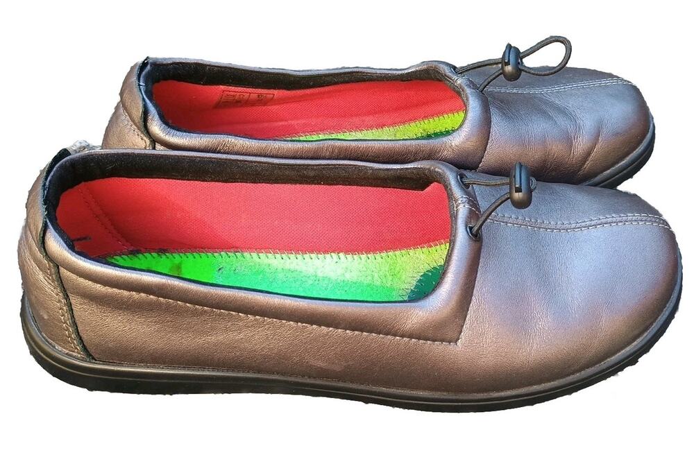 SAS Funk Santolina Metallic Pewter Gray Loafers Drawstring 10.5 NO INSOLES EUC